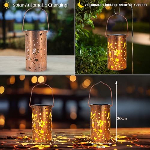 Dragonfly Solar Lanterns – 2 Pack Waterproof Metal Garden Lights