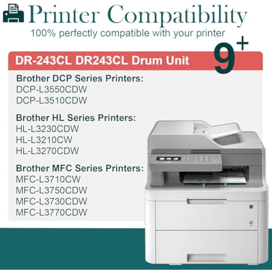 HenceBuy DR-243CL Drum Unit 4-Pack for Brother DCP-L3550CDW HL-L3230CDW
