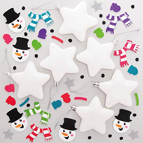 Baker Ross Snowman Star Bauble Kits – DIY Christmas Craft (Pack of 6)