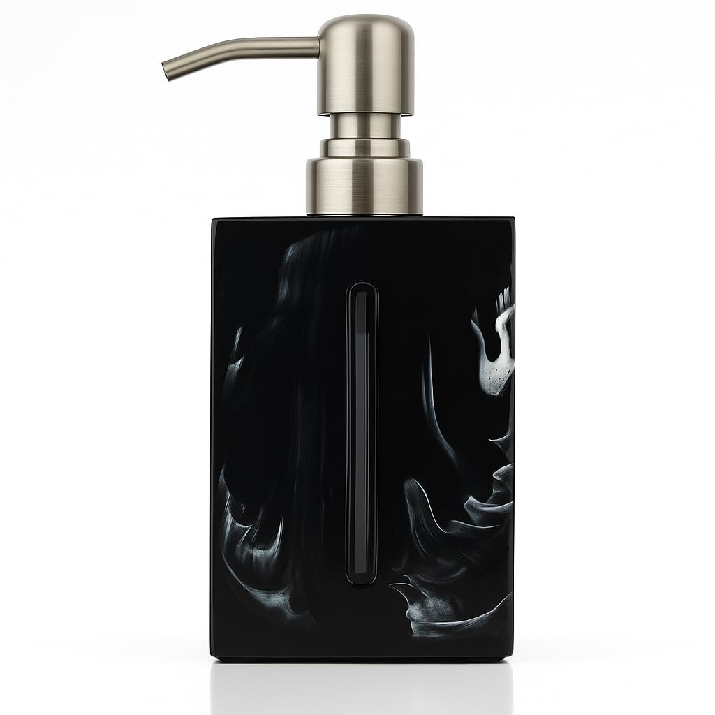 Black Resin Soap Dispenser – 500ml Marble Finish & Level Window