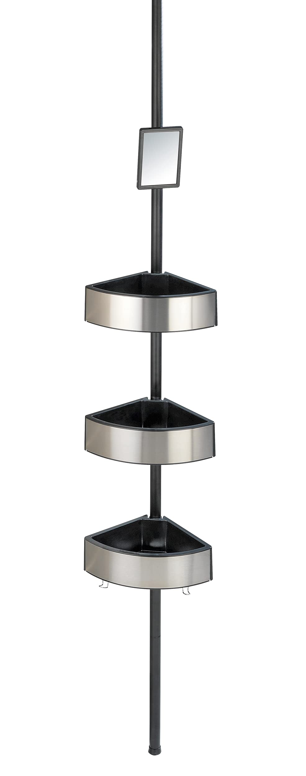 WENKO Telescopic Shower Corner Shelf – Rustproof 3-Tier Caddy with Mirror