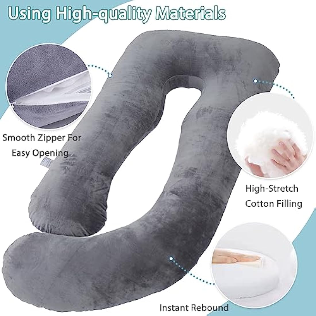 AS AWESLING U-Shaped Pregnancy Pillow | Full Body Support Velvet Cover