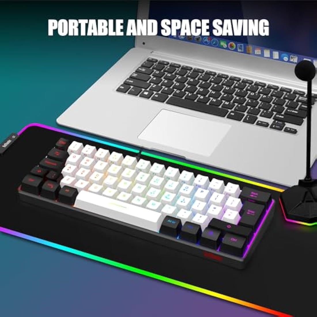 RedThunder 60% RGB Gaming Keyboard and Mouse Combo | UK Layout - White