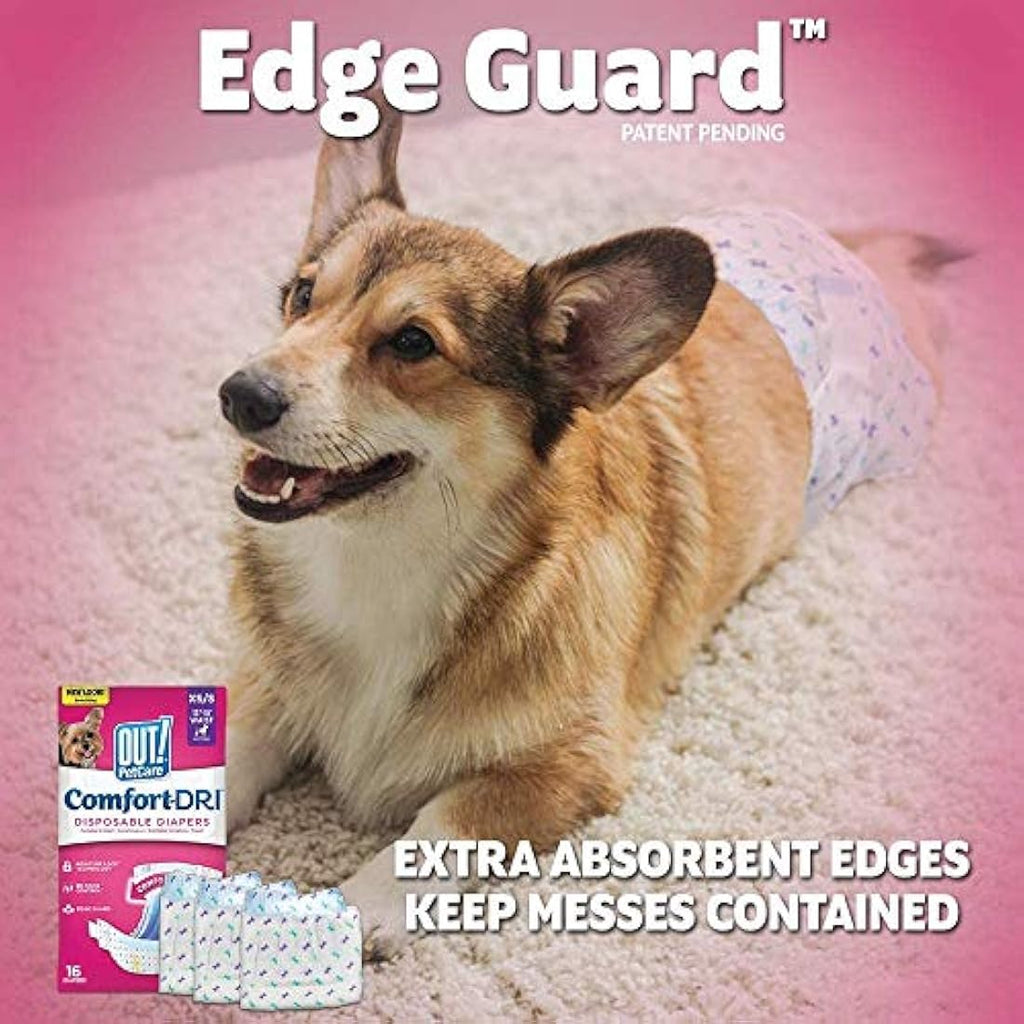 OUT! Pet Care Disposable Female Dog Diapers | Absorbent Toy Size | 18 Pack