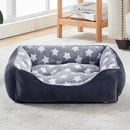 MIXJOY Large Dog Bed – Soft Plush Washable Pet Mat in Grey (76x61cm)