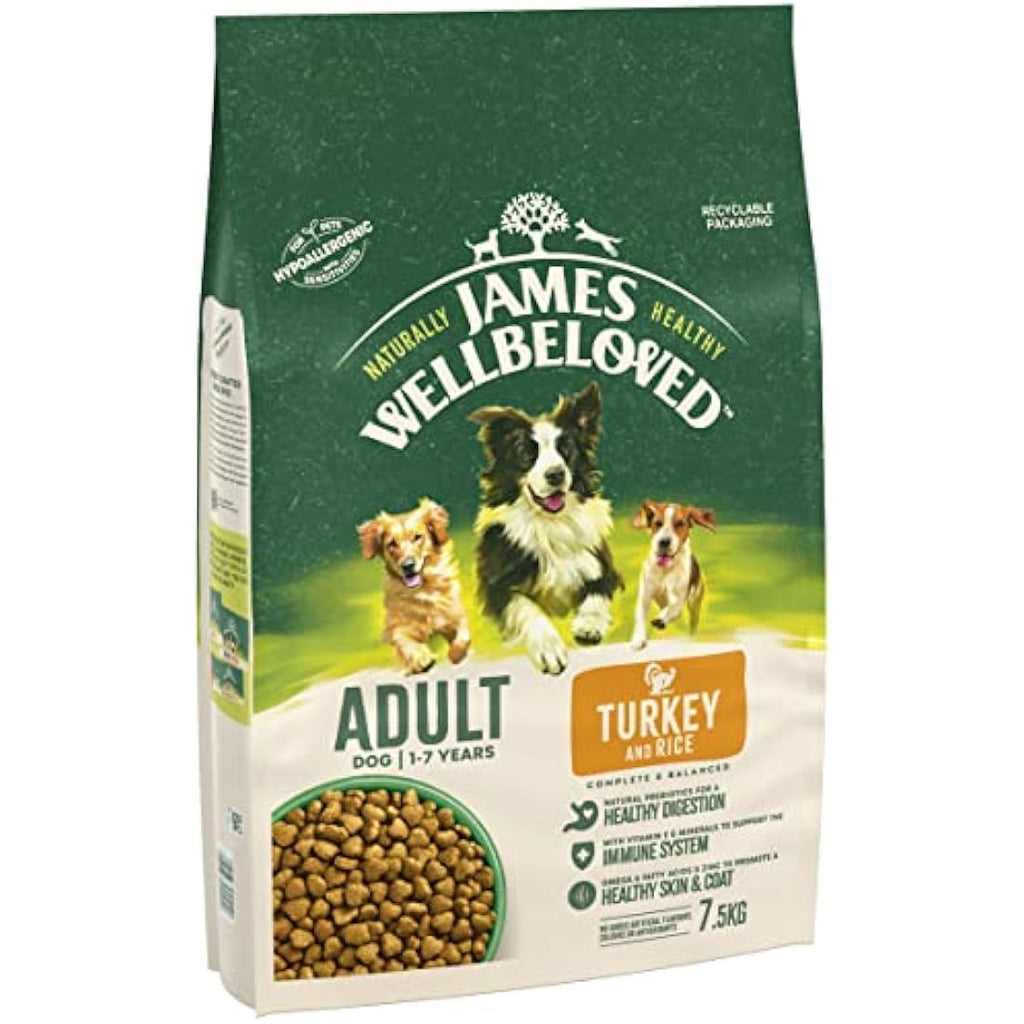 James Wellbeloved Adult Turkey & Rice Hypoallergenic Dry Dog Food - 7.5kg