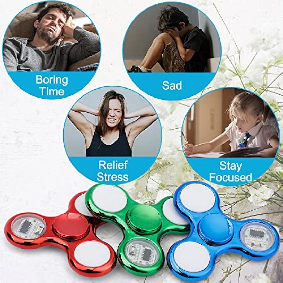 Dilabnda LED Fidget Spinner 6-Pack – Glow in The Dark Sensory Toys