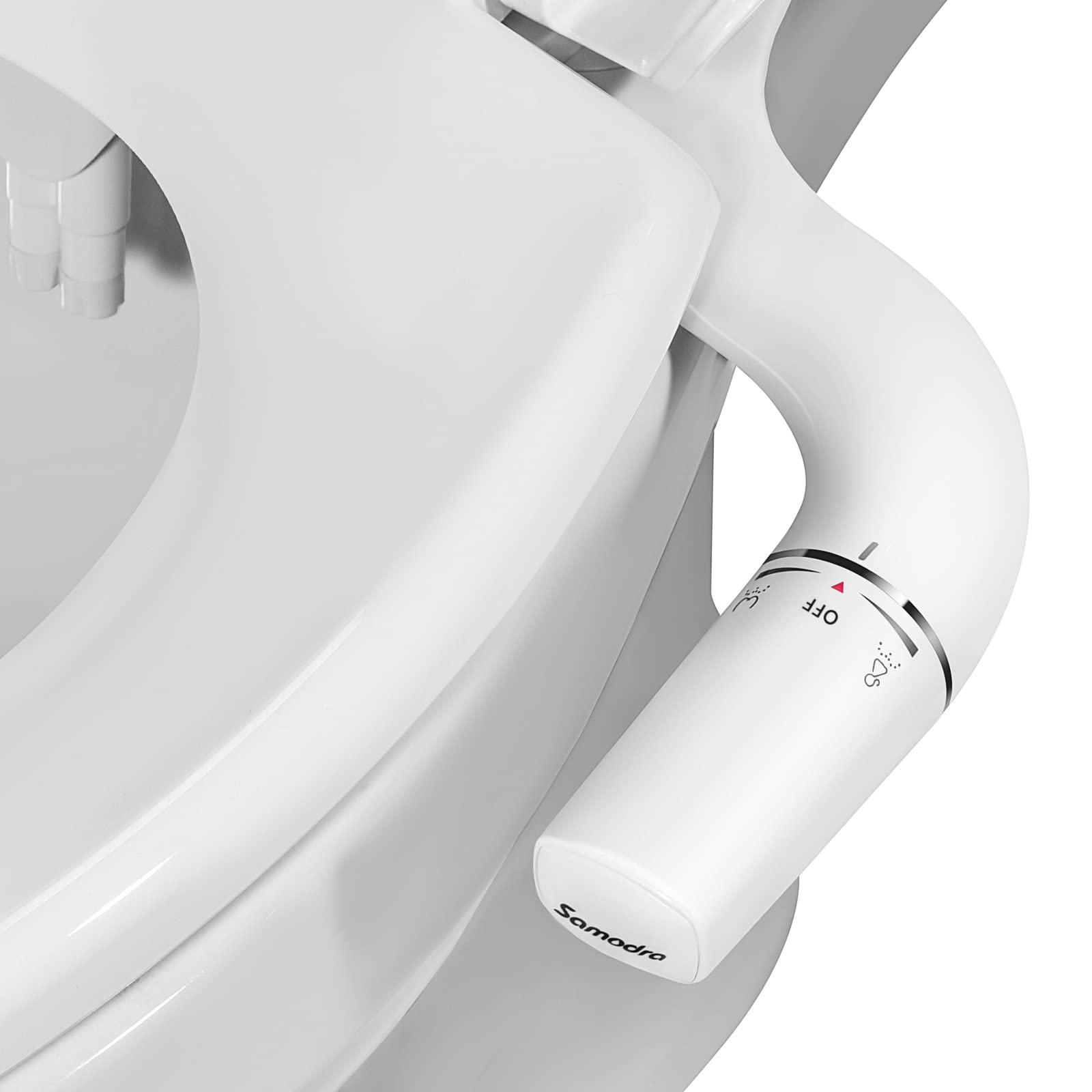 SAMODRA Ultra-Slim Bidet Attachment | Dual Nozzle Left Side Toilet Sprayer