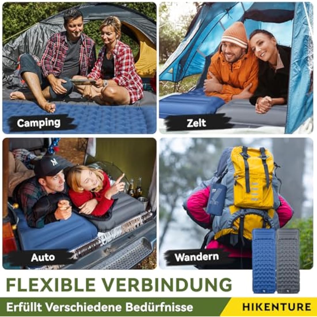 HIKENTURE Self-Inflating Sleeping Mat – 13cm Thick Ultralight Camping Pad