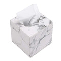 White Marble PU Leather Cube Tissue Box Cover Holder