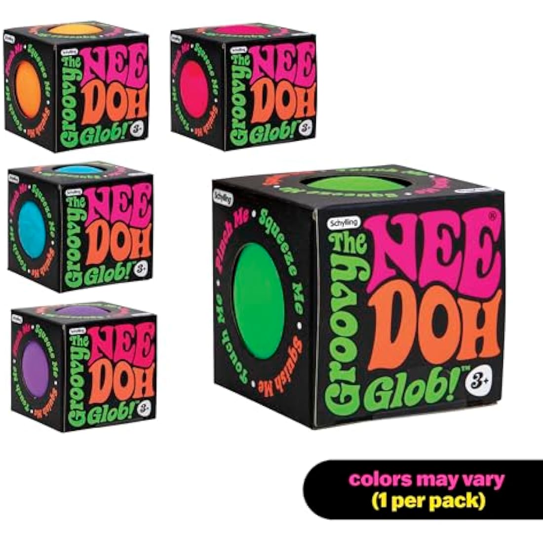 Schylling Nee Doh Stress Ball – Neon Fidget Toy for Anxiety Relief