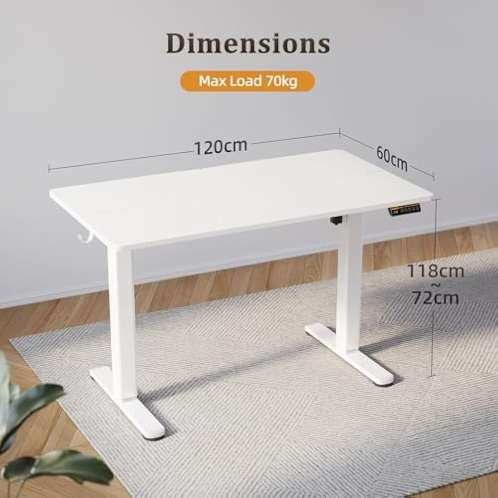 Claiks Electric Standing Desk | 120x60cm Height Adjustable Sit Stand Desk