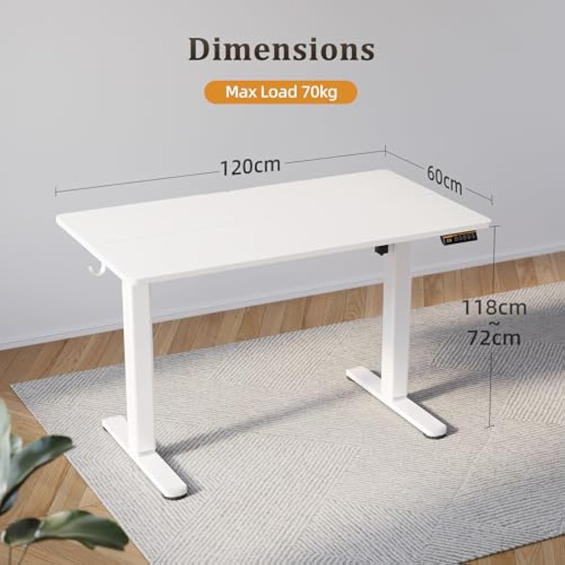 Claiks Electric Standing Desk | 120x60cm Height Adjustable Sit Stand Desk