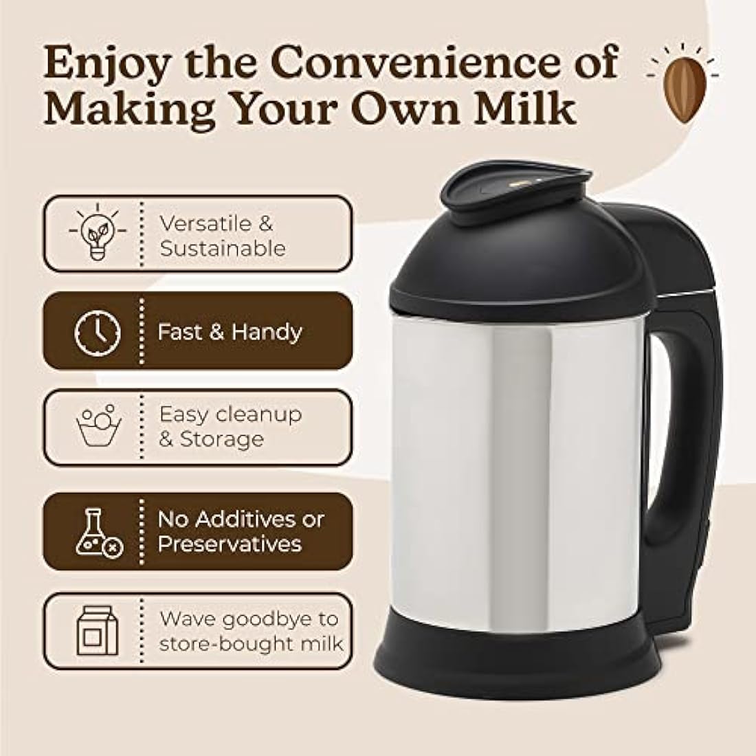 Almond Cow Plant-Based Nut Milk Maker Machine - 5-6 Cup Capacity, 220V
