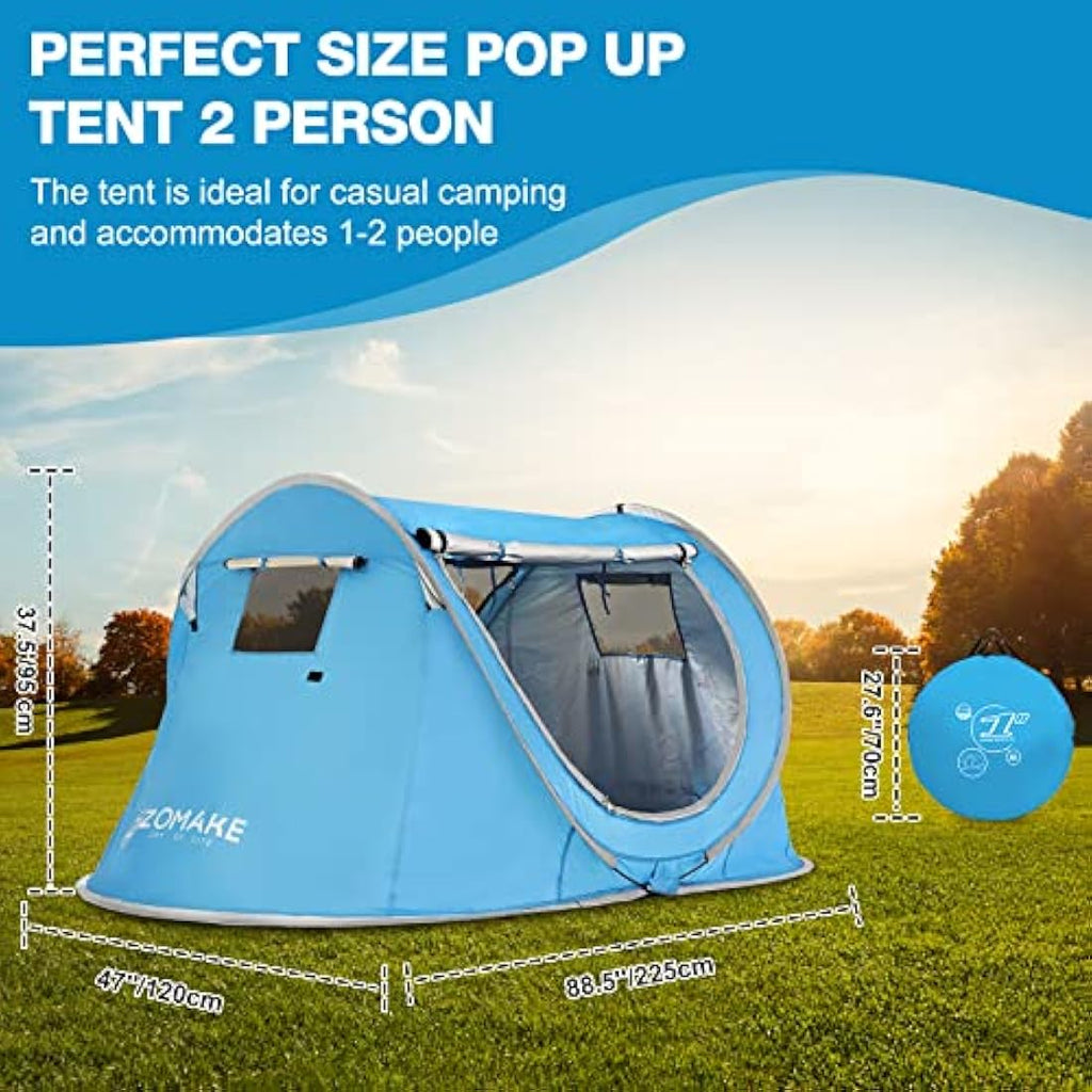 ZOMAKE 2-Person Pop Up Tent – Waterproof Instant Automatic Camping Tent