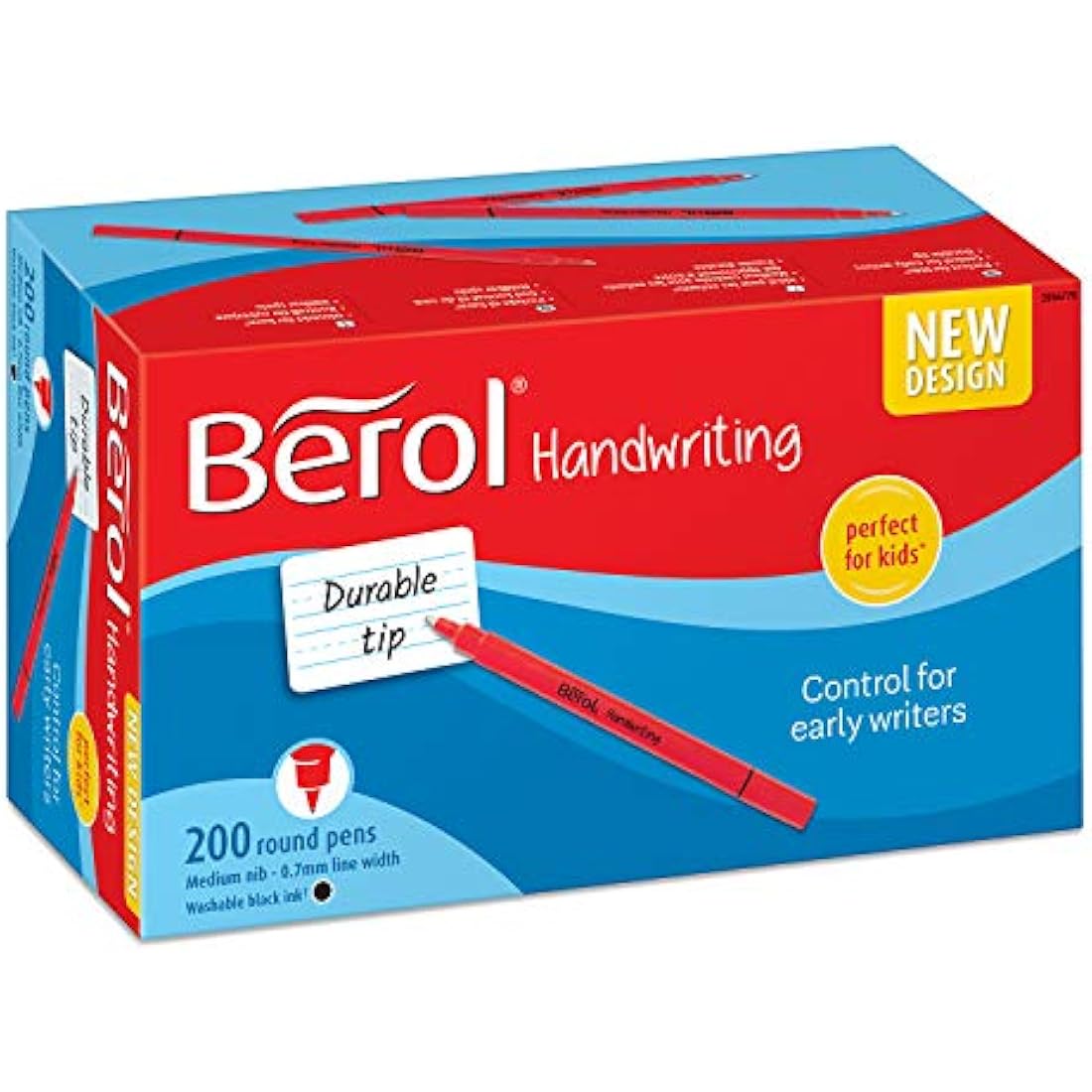 Berol Handwriting Pens | Washable Black Ink | Round Shape | 200 Pack