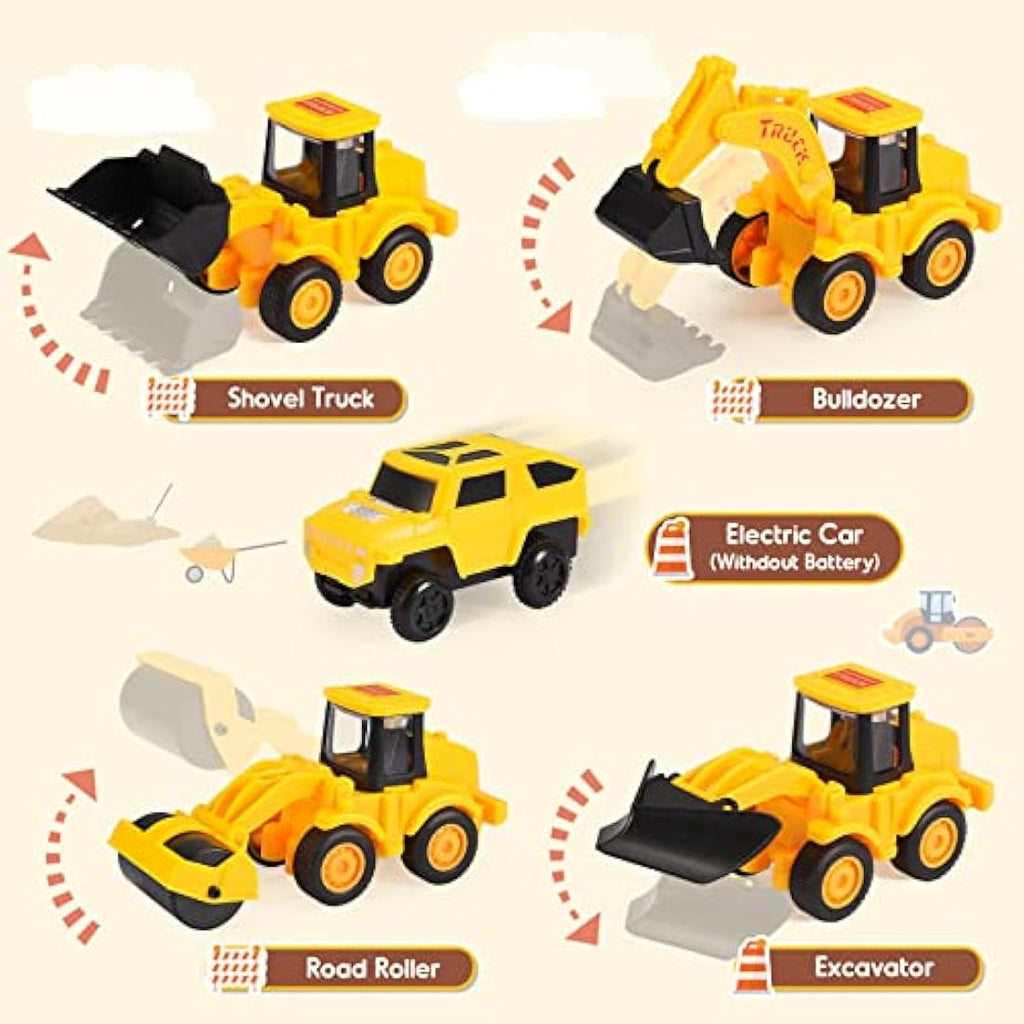 Jolof Store 5-in-1 Construction Toy Car Track Set for Boys Age 2-8