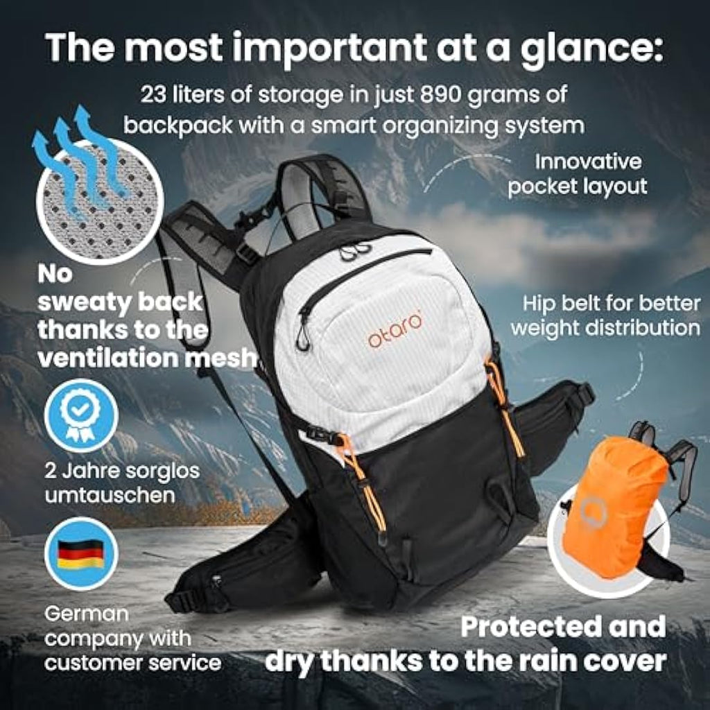 Jolof Store Hiking Backpack 20L – Ventilated Trekking Daypack, White