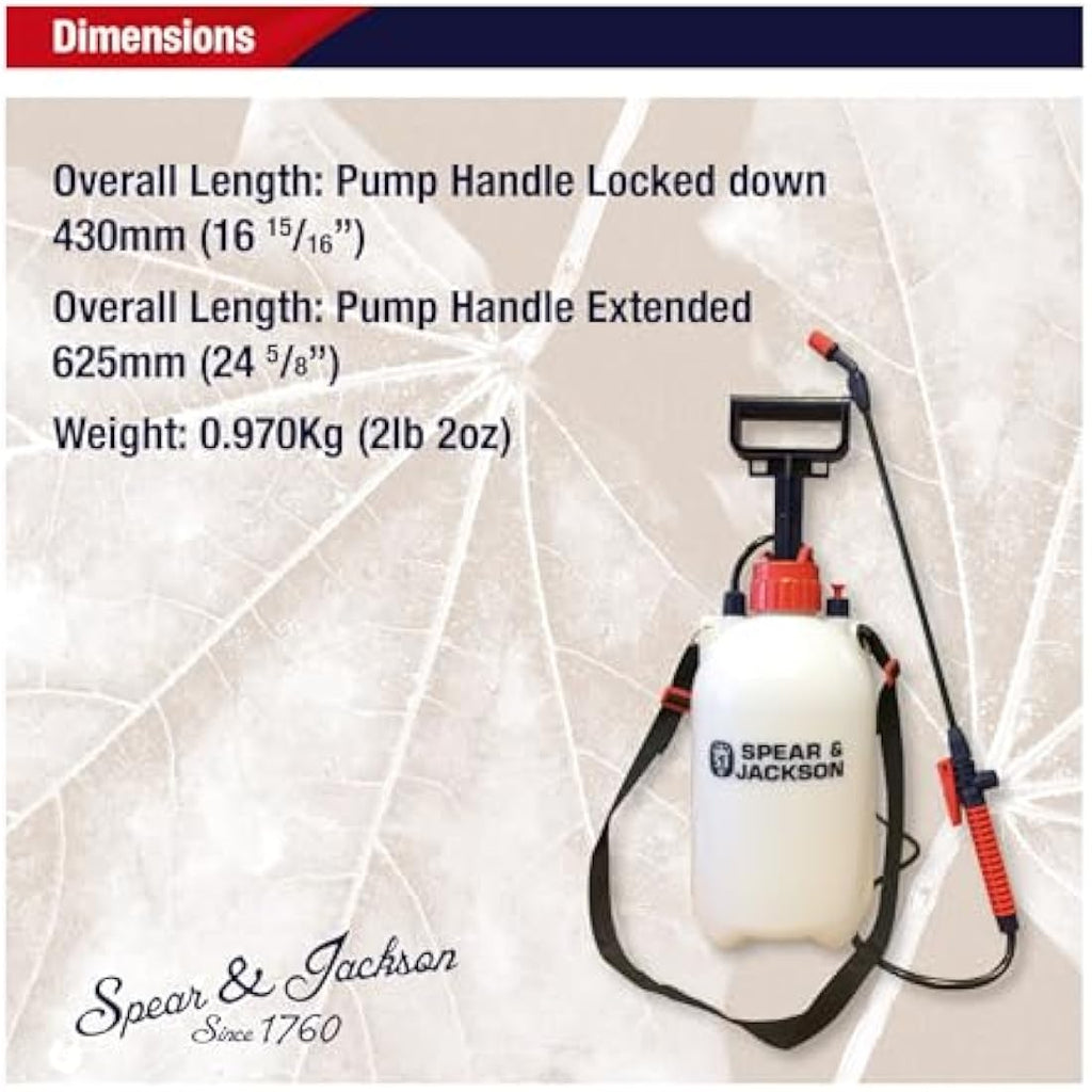 Spear & Jackson 5L Pump Action Pressure Sprayer | Garden Water Wand
