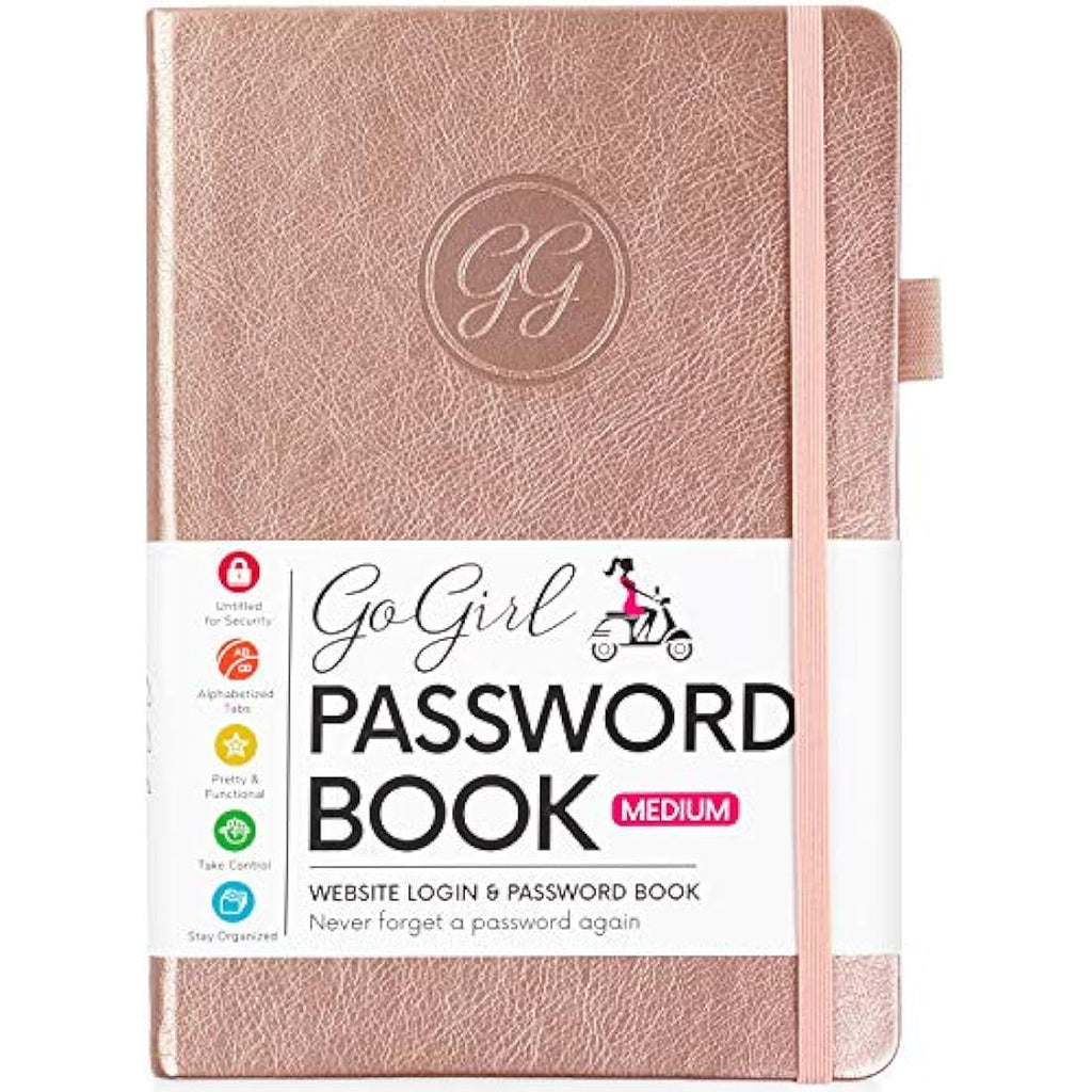 Password Book with Alphabetical Tabs - Rose Gold Medium