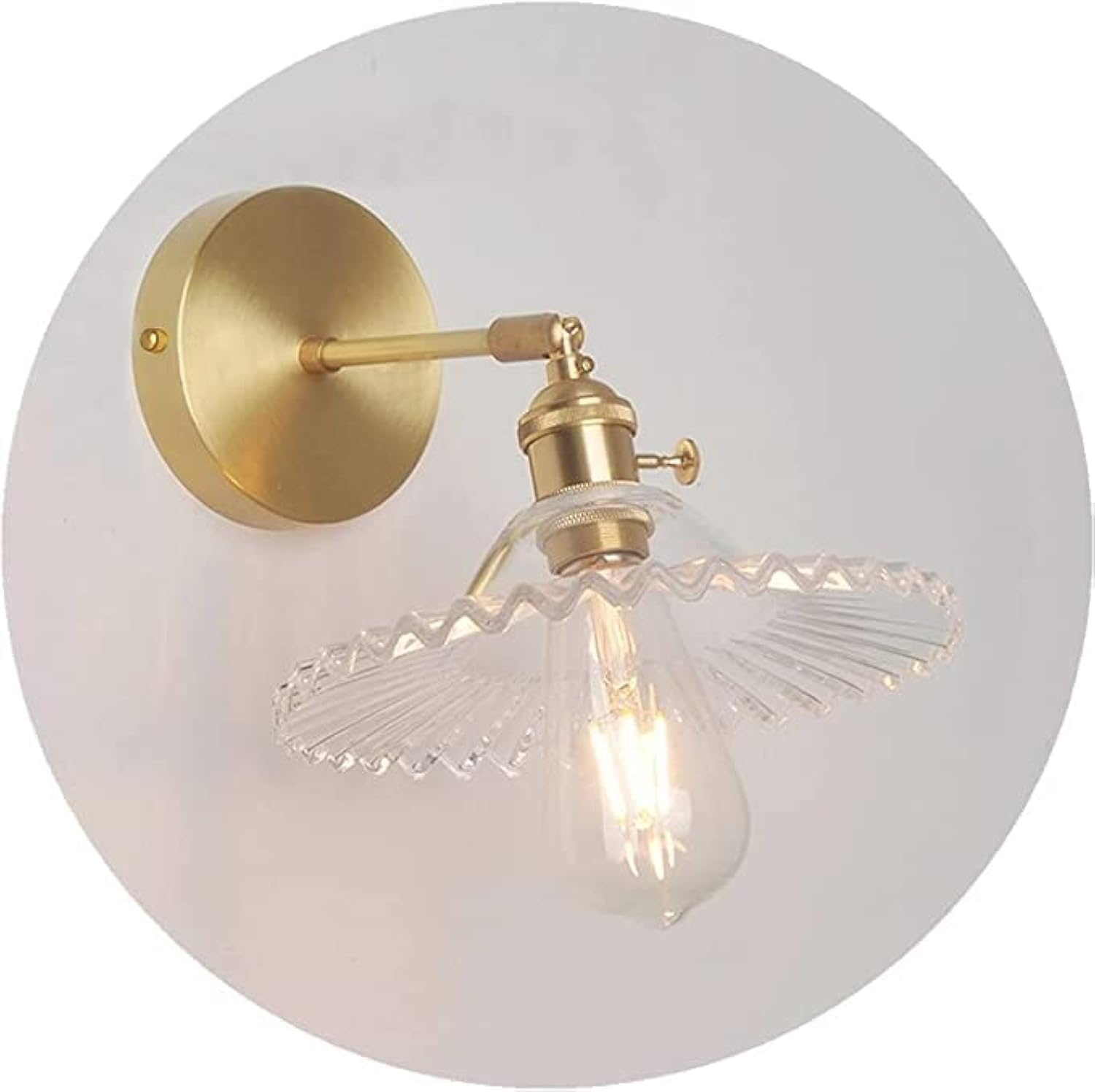 Industrial Glass Wall Sconce | Adjustable Brass E27 Lamp