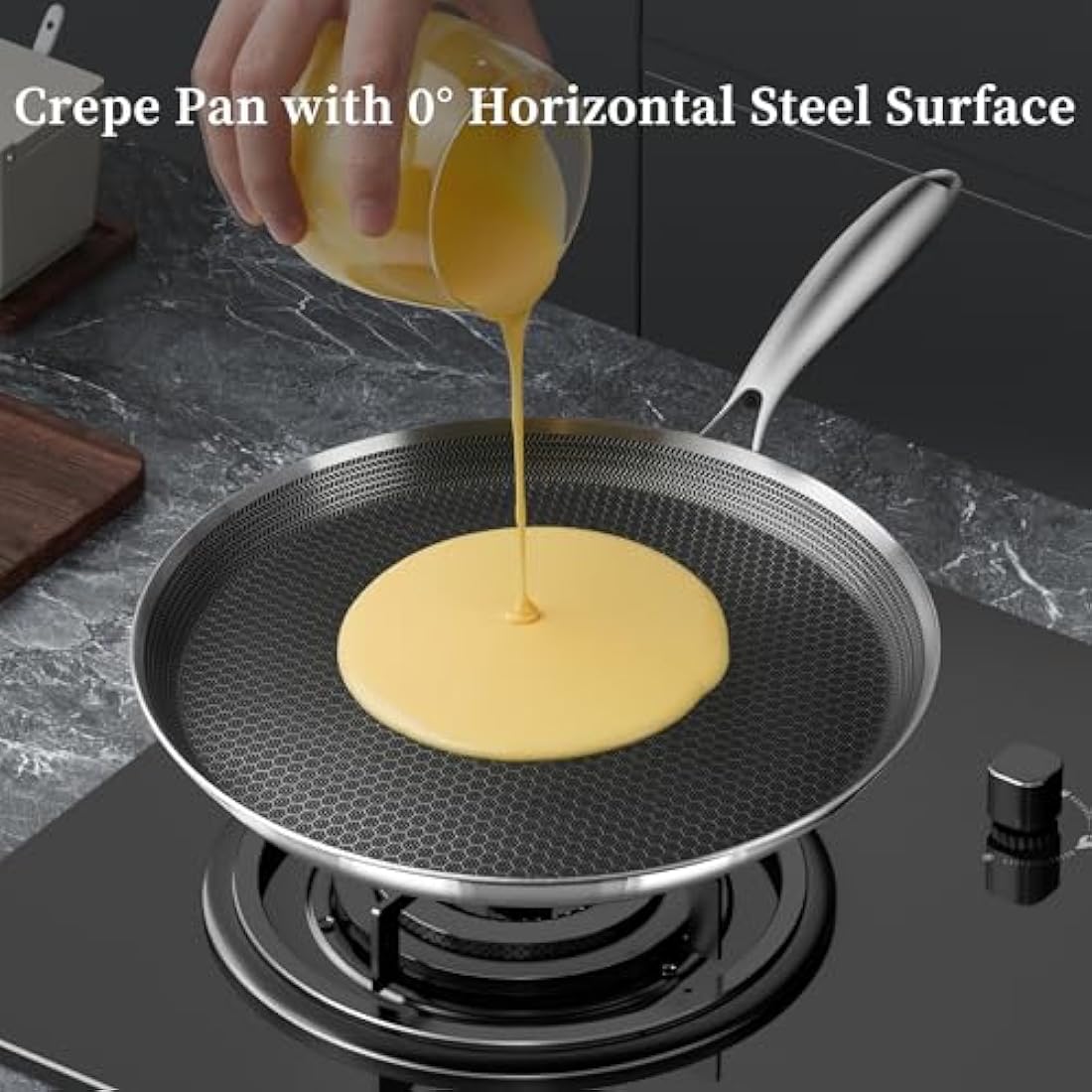 Innerwell 30cm Stainless Steel Crepe Pan | Nonstick Honeycomb Griddle