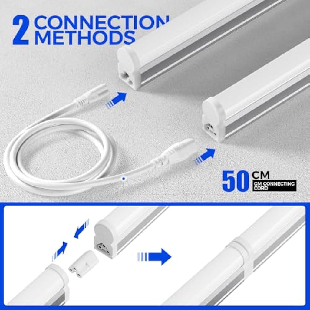 Barrina T5 LED Batten Light 2ft | 6500K Super Bright Garage Lighting 6-Pack