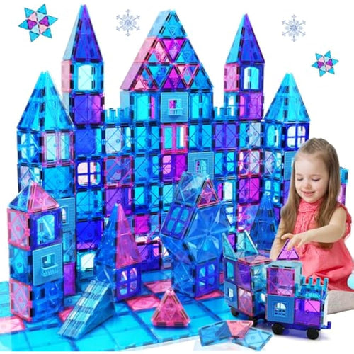 Jolof Store 102PCS Magnetic Tiles Princess Castle STEM Building Blocks