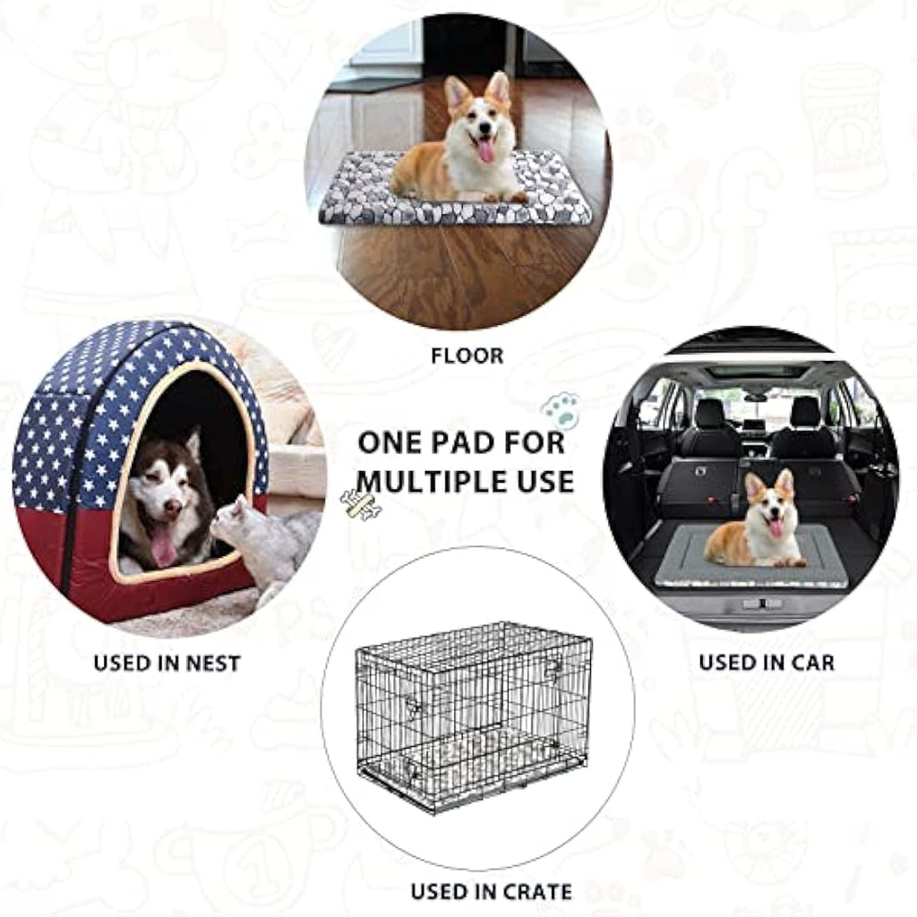 VANKEAN Reversible Dog Crate Pad – Washable Soft Pet Bed Mat, Grey