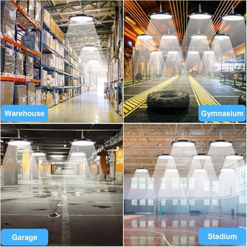 ZXICH UFO LED High Bay Light | 100W 10000LM 6500K IP65 Waterproof – 4 Pack