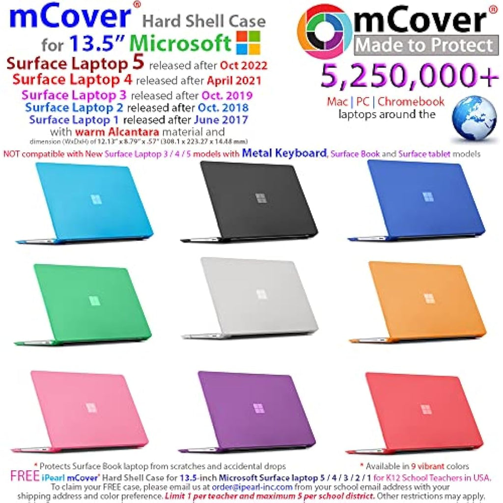 mCover Hard Shell Case for Surface Laptop 1/2/3/4 Alcantara – Green