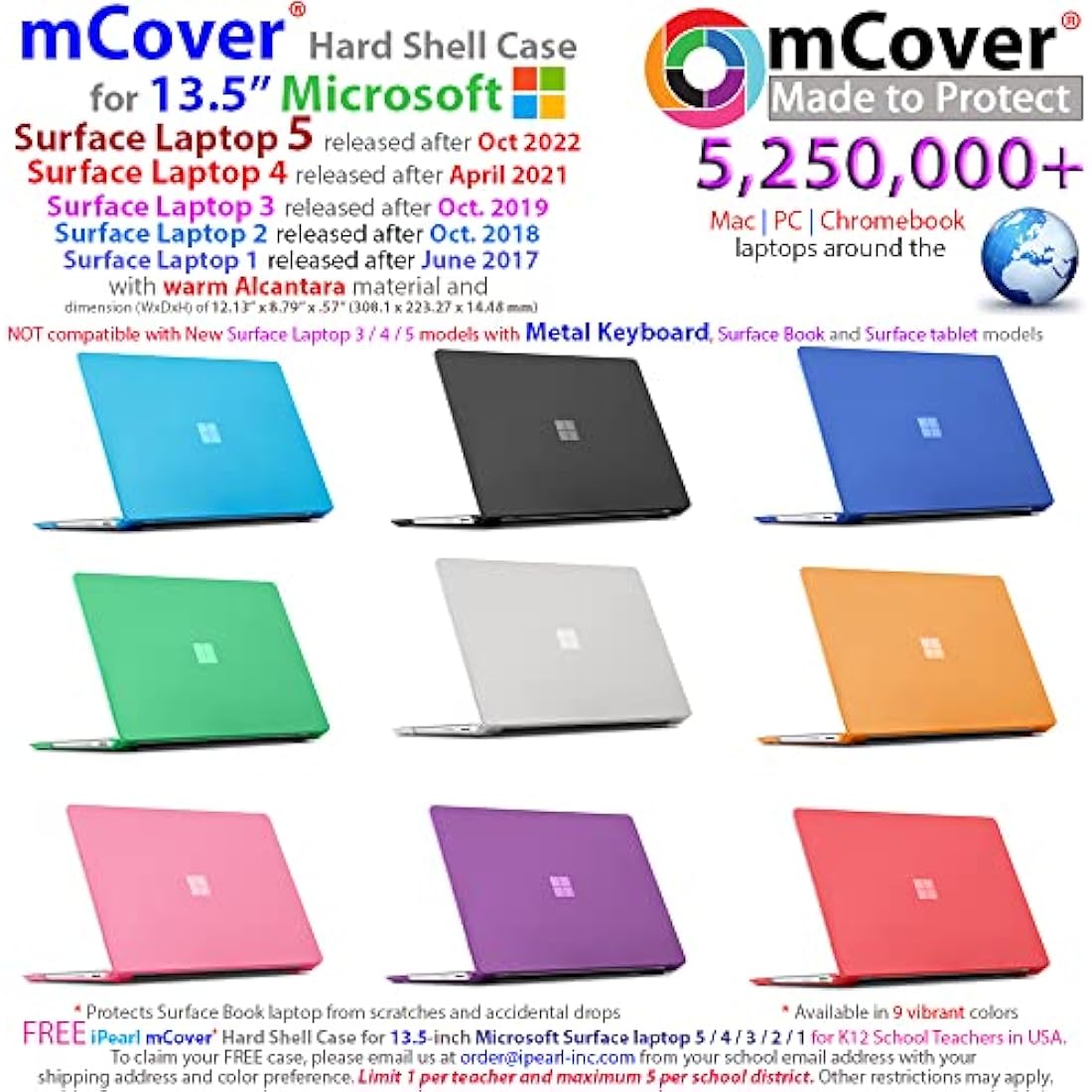 mCover Hard Shell Case for Surface Laptop 1/2/3/4 Alcantara – Green