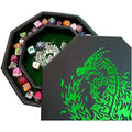 Fantasydice Green Fire Dragon Octagon Dice Tray with Lid and Staging Area