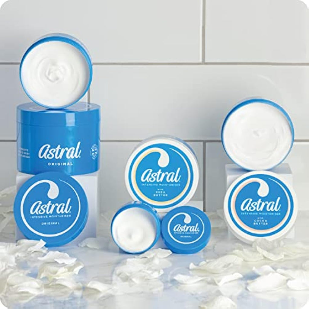 Astral Intensive Face & Body Moisturiser Cream with Lanolin - 500ml (3 Pack)