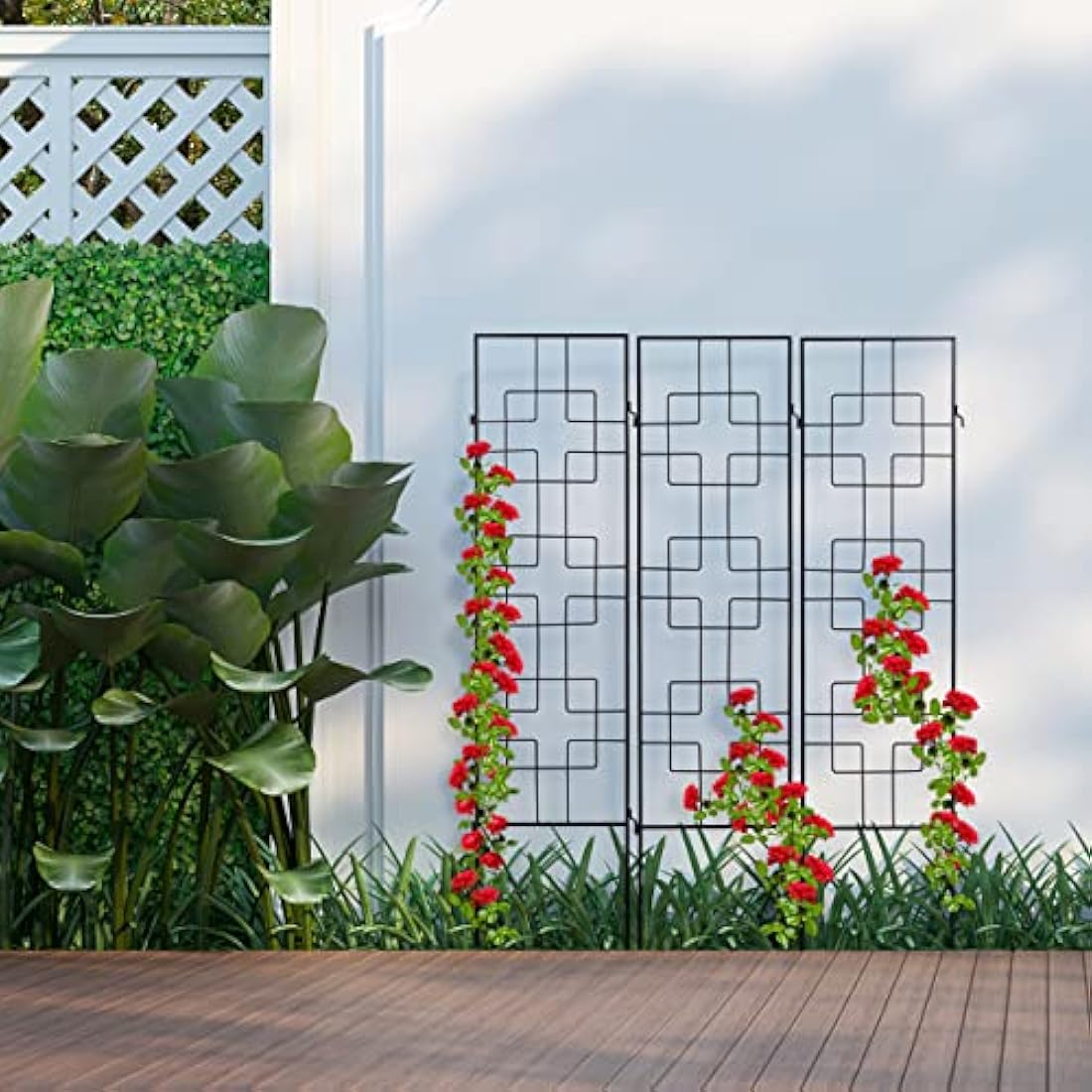 Relaxdays Metal Garden Trellis Set of 3 | Black Steel Plant Support
