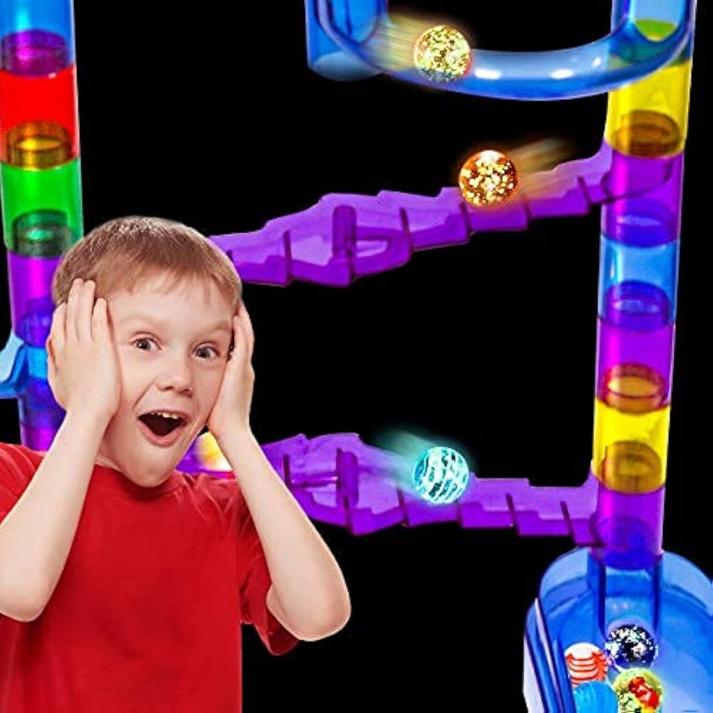 LOYO Glowing Marble Run Toy – 132pcs STEM Educational Building Set