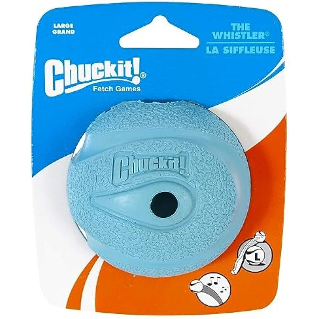 Chuckit! Whistler Dog Ball – Durable Rubber Whistling Toy, Large