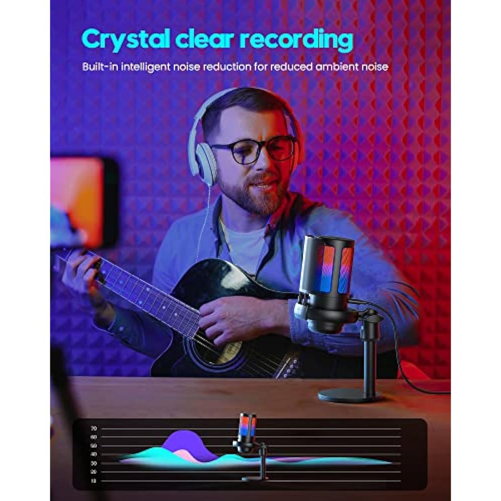 COCONISE USB Gaming Microphone | RGB Condenser Mic with Mute & Tripod