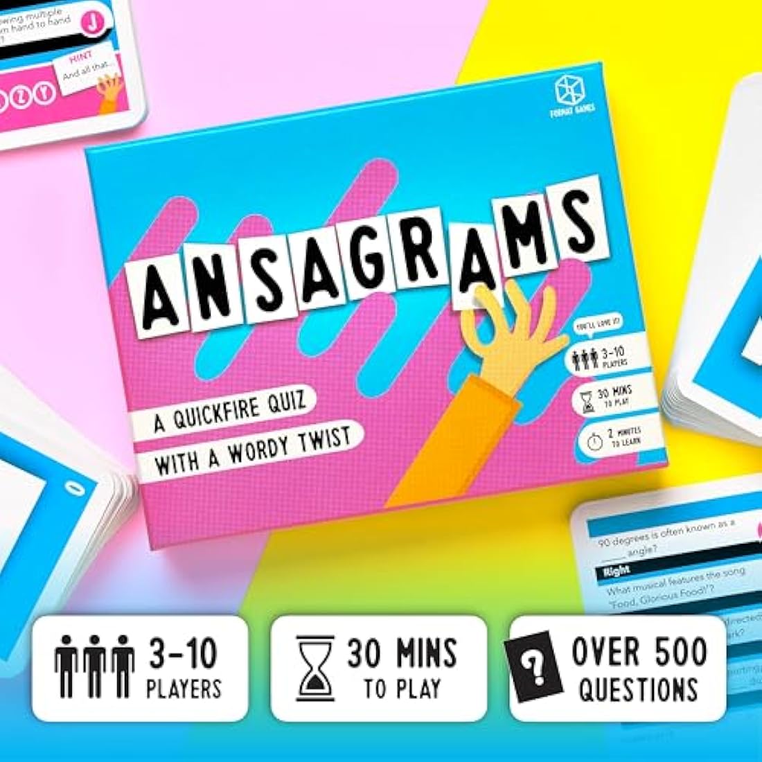 Ansagrams Trivia Card Game by Matt Edmondson – 500 Question Word Quiz