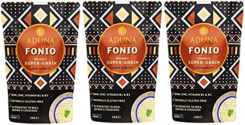 Aduna Organic Fonio Supergrain – Gluten-Free Ancient Grain - 3 x 1kg
