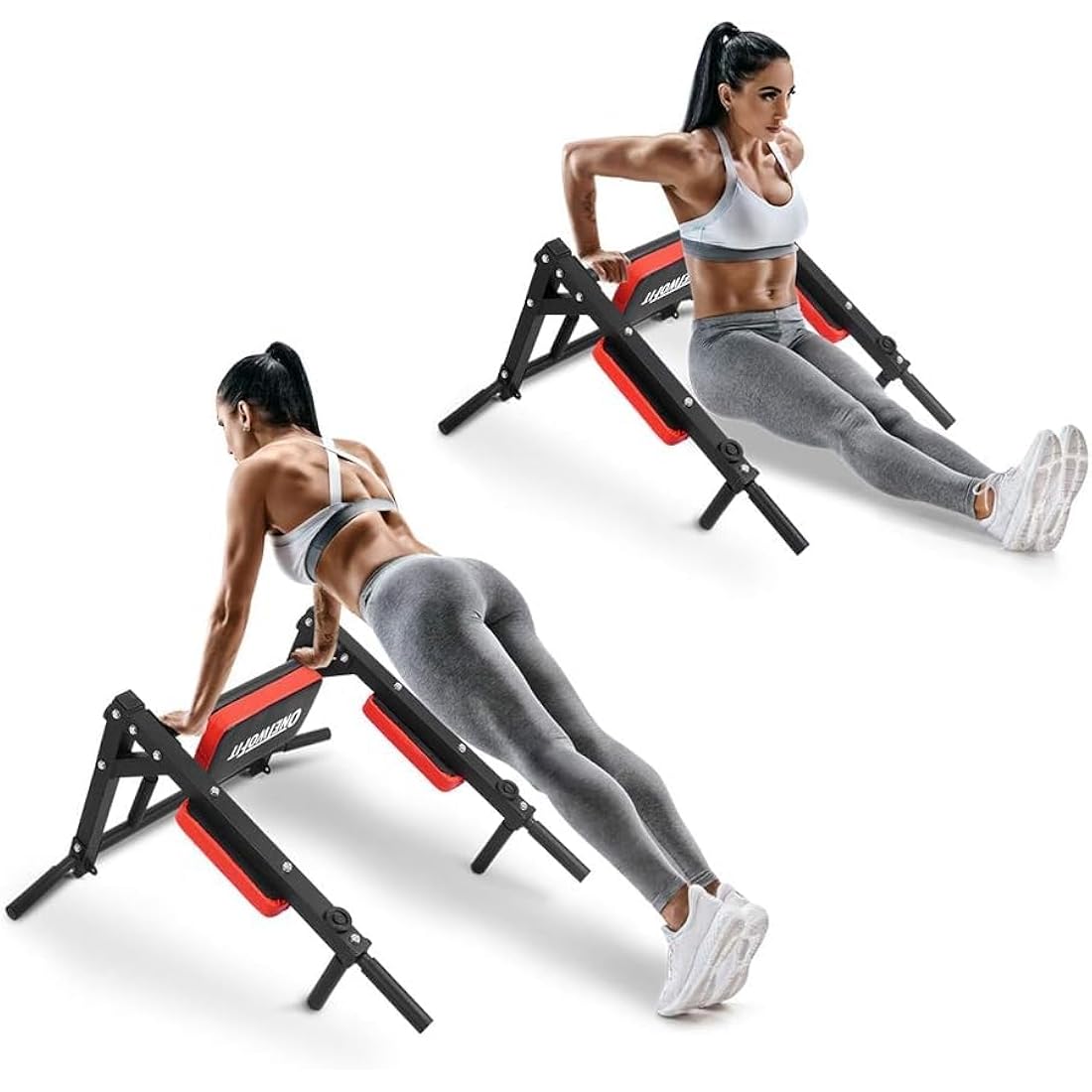 ONETWOFIT Wall Mounted Pull Up Bar & Dip Station - 440lb Home Gym Tower