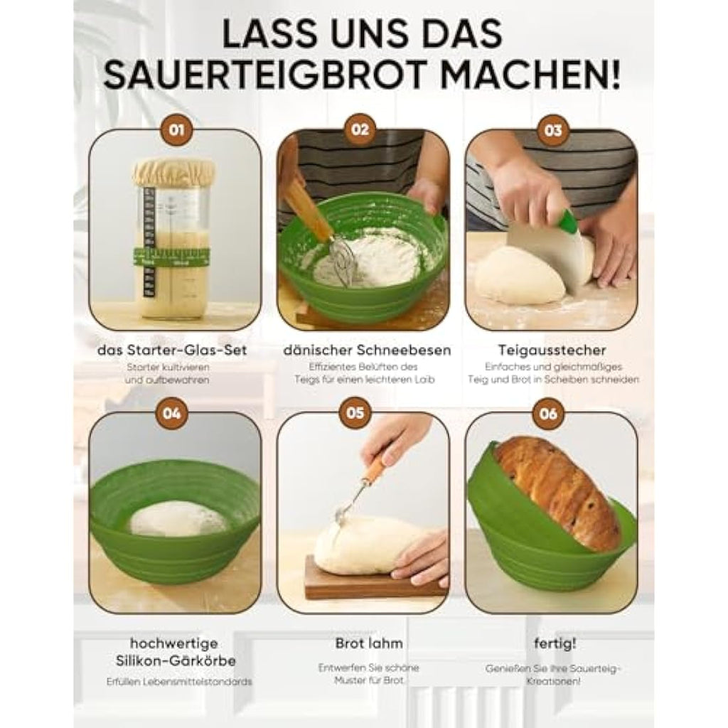 Jolof Store Sourdough Starter Kit with Silicone Bread Proofing Baskets