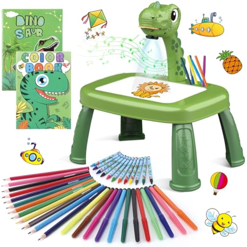 Jolof Store Dinosaur Drawing Projector Table - Kids Art Desk with 72 Patterns
