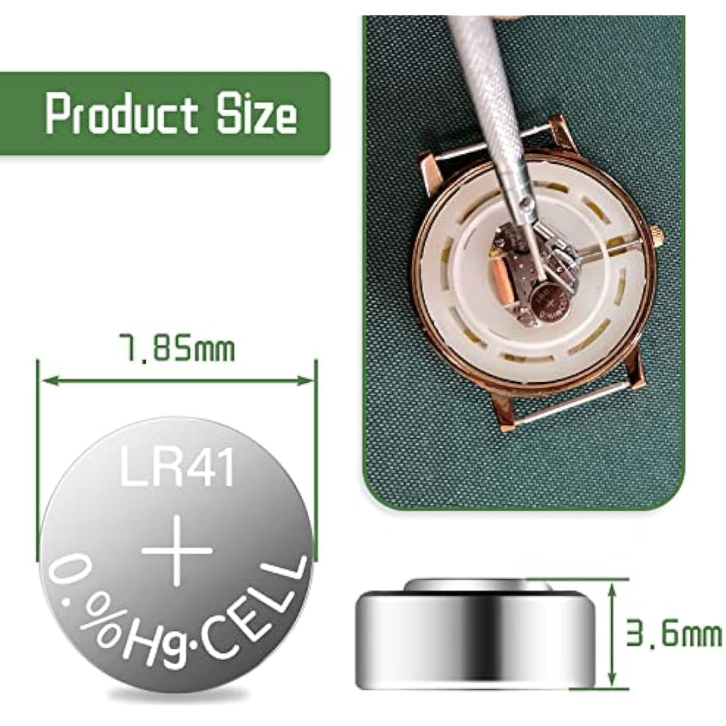 LR41 AG3 1.5V Alkaline Button Cell Batteries - 100 Pack