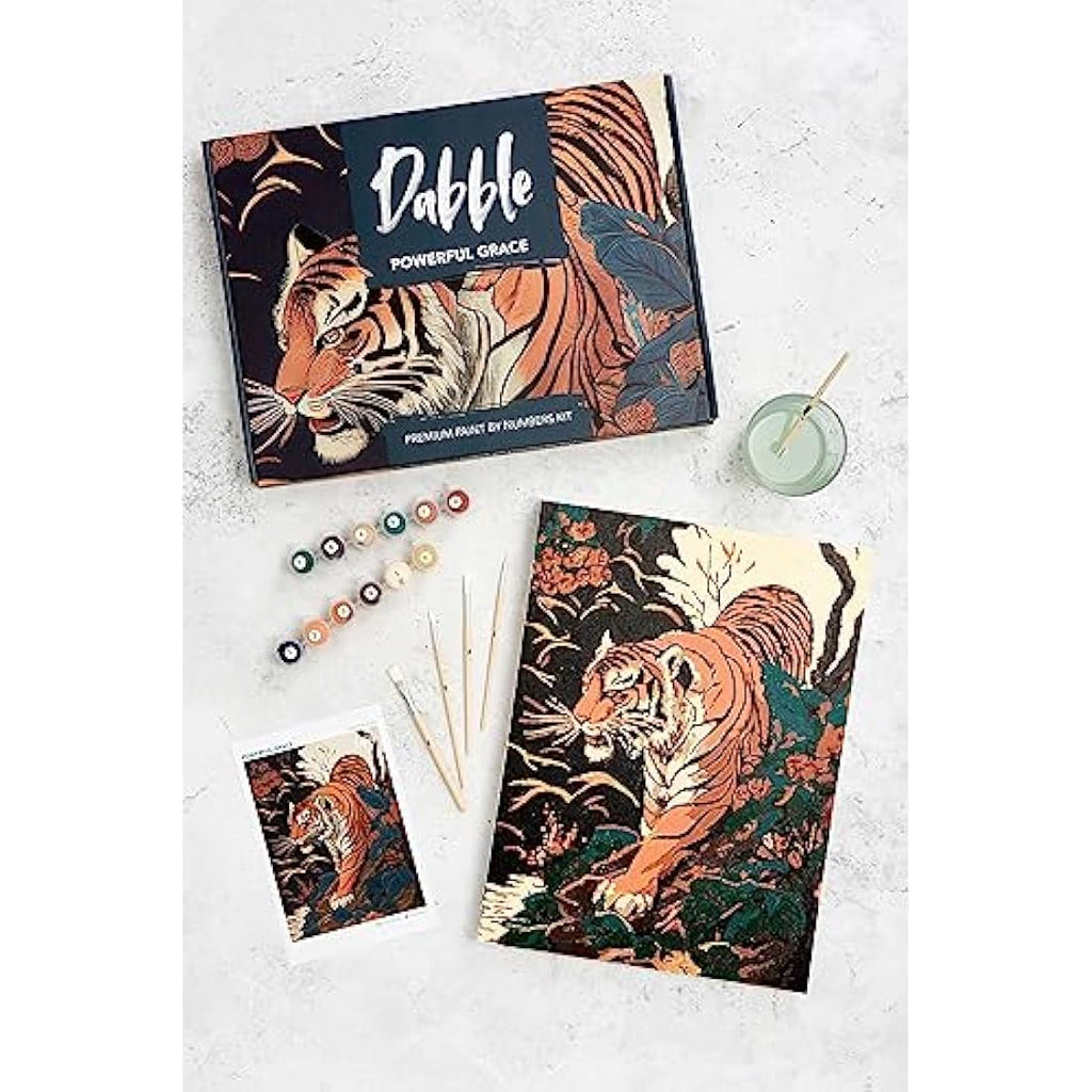 Dabble Paint by Numbers Kit for Adults - Floral Canvas with Acrylic Paint