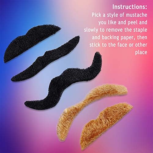 48 Pack Self Adhesive Fake Moustache Set for Costumes