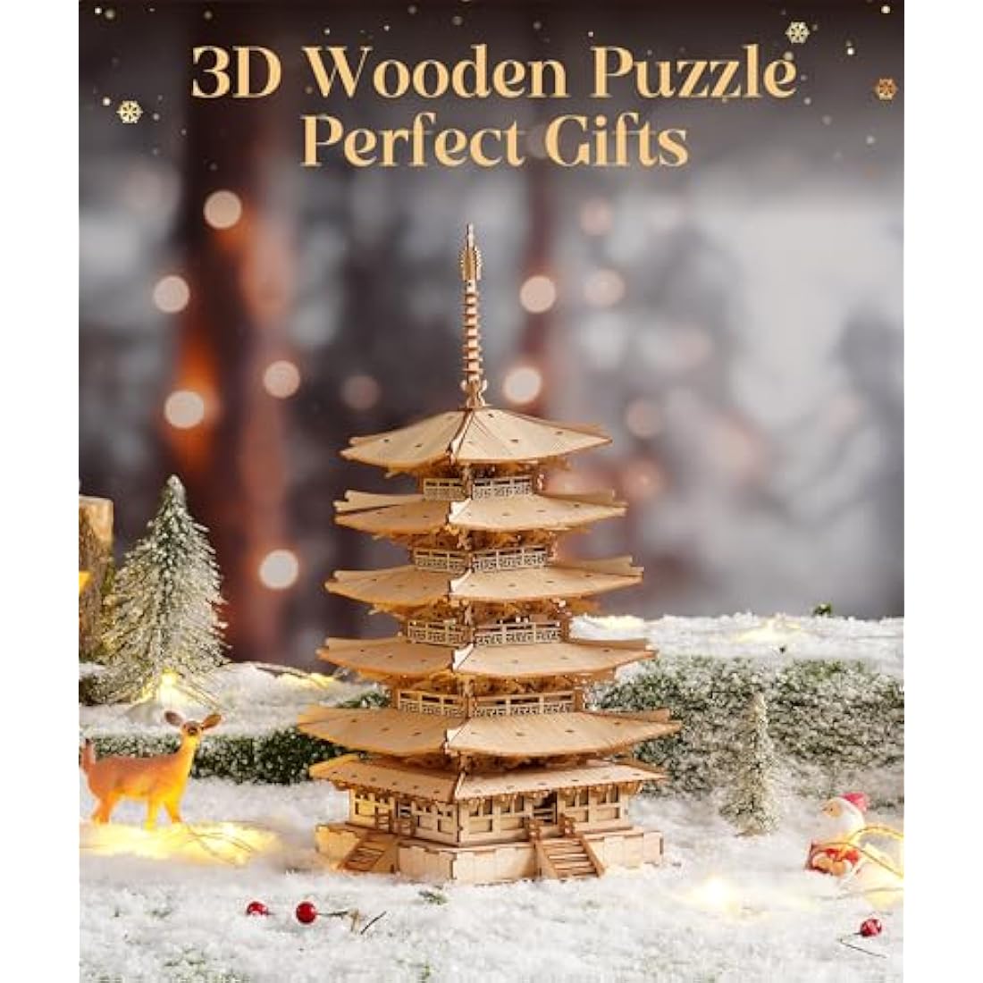 Rowood 3D Wooden Puzzle Five-Storied Pagoda Japanese Temple Model Kit