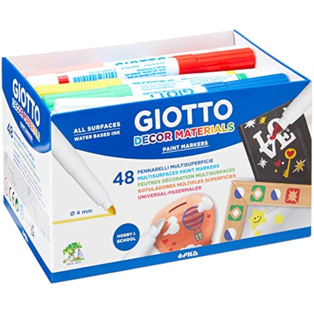 Giotto Decor Multi-Surface Paint Markers – 48 Assorted Medium Tip Pens