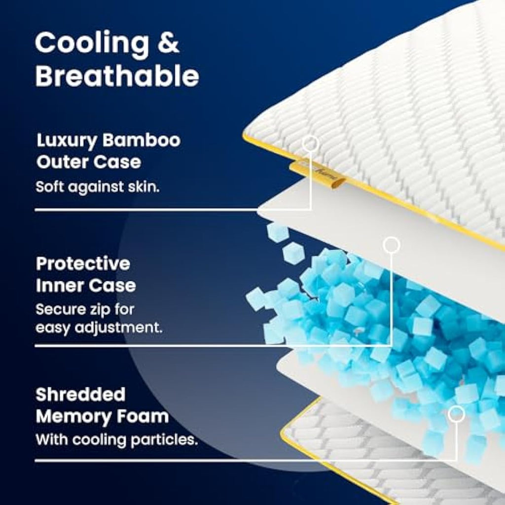 Cosi Home Memory Foam Pillows 2 Pack – Cooling Gel & Bamboo Cover