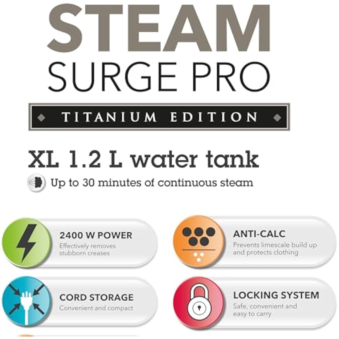 Beldray Titanium Steam Surge Pro Iron – 2400W Steam Station with 1.2L Tank